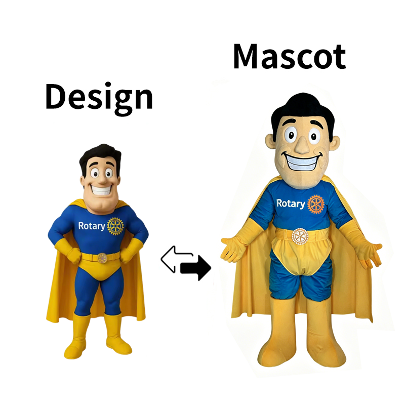 Custom Blue and Gold Superhero Mascot Costume