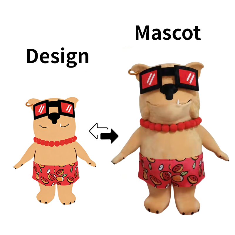 Custom Red Checkered Dog Character Mascot Costume