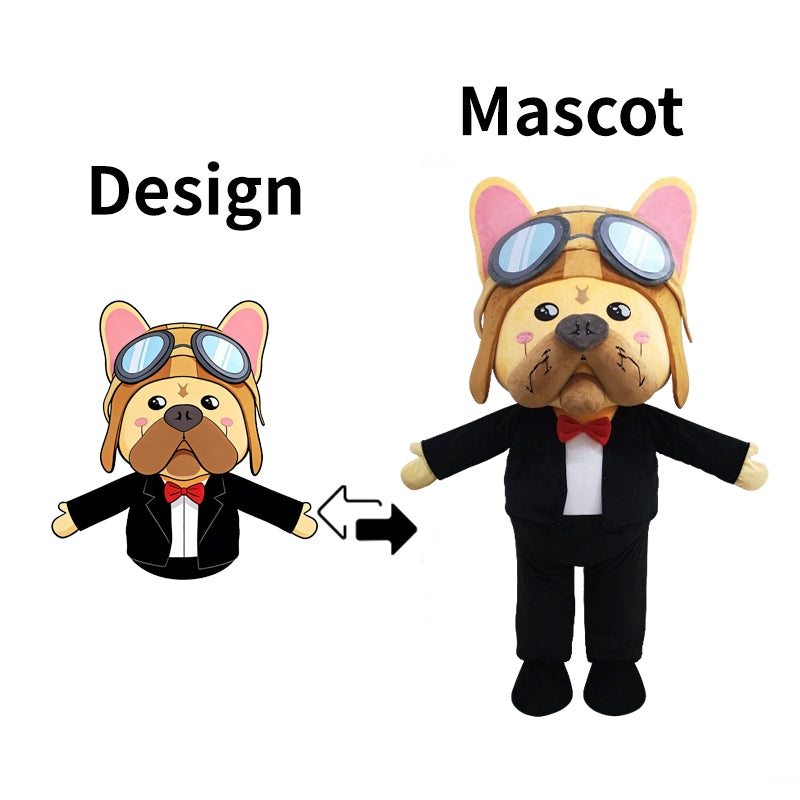 Custom Dog in Black Suit Mascot Costume