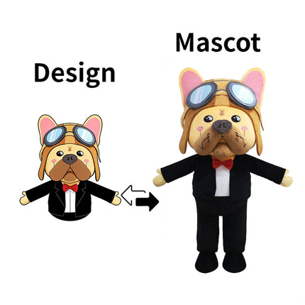 Custom Dog in Black Suit Mascot Costume