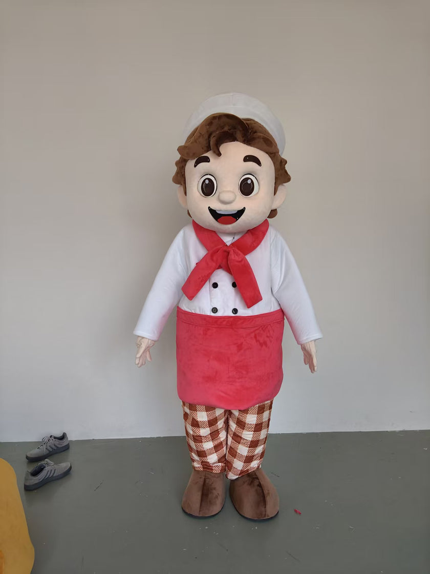 Custom Red Cartoon Chef Mascot Costume
