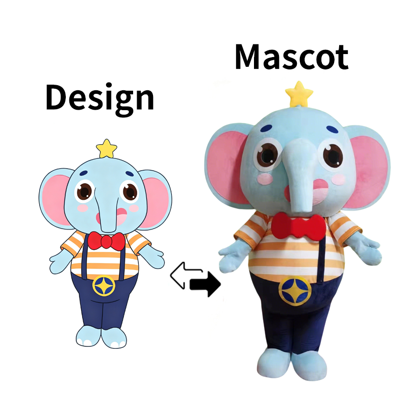 Custom Blue Elephant Mascot Costume