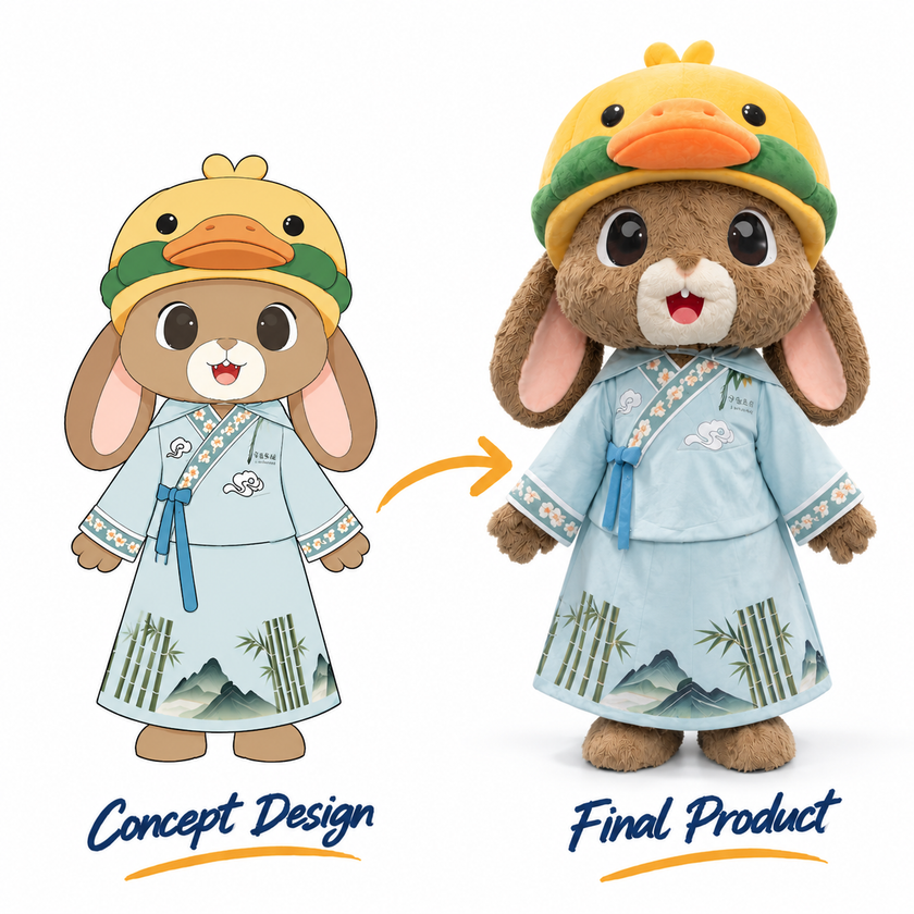 Custom Bunny in Duck Hat Mascot Costume