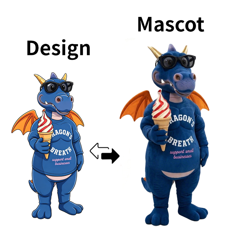 Custom Blue Dragon Mascot Costume