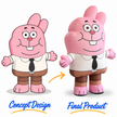 Large pink inflatable rabbit mascot costume with long ears, buck teeth, white shirt, black tie and rounded inflatable body.