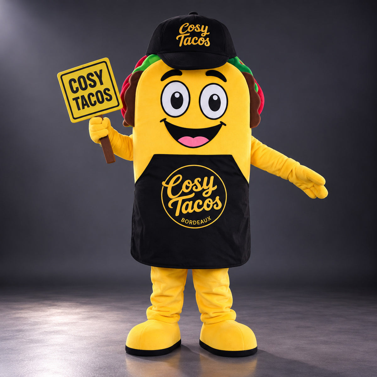 Custom Yellow Smiling Logo Character Mascot Costume